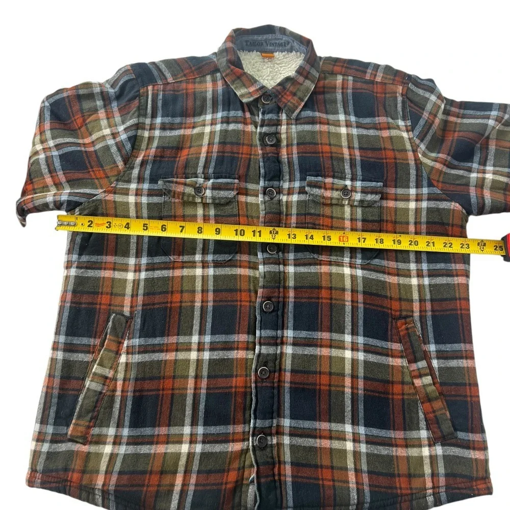 Tailor Vintage Womens L Flannel Shacket Sherpa Lined‎ Button Front Outdoor